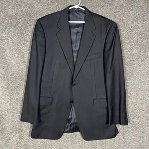 Canali Suit Mens 56L Black Pinstripe Wool 2 Button Classic Made Italy 38x32